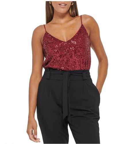 Calvin Klein Sequined Double V Cami - Red