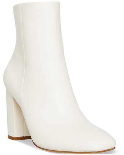 Madden Girl Knox Zipper Square Toe Ankle Boots - White