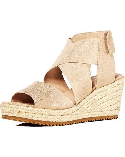 Eileen Fisher Willow 3 Suede Ankle Strap Wedge Sandals - Natural