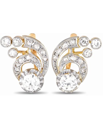 Non-Branded Lb Exclusive Antique Platinum And 18k Yellow Gold 1.25ct Diamond Earrings Mf03-041924 - Metallic