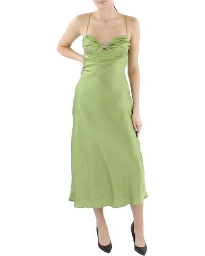 Astr Mariela Satin Long Slip Dress - Green