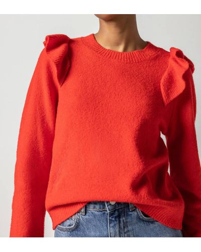 Lilla P Easy Ruffle Crewneck Sweater - Red