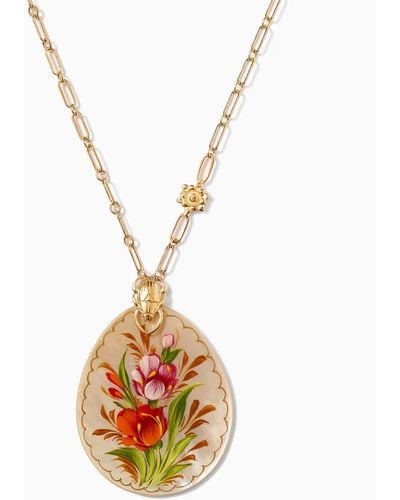 Chan Luu Flower Print Necklace - Metallic