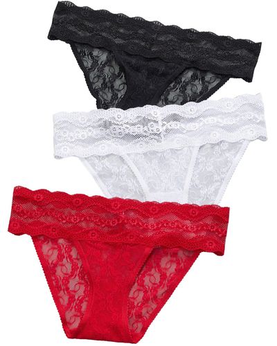 B.tempt'd B. Tempt'd By Wacoal Lace Kiss Bikini 3-pack - Red