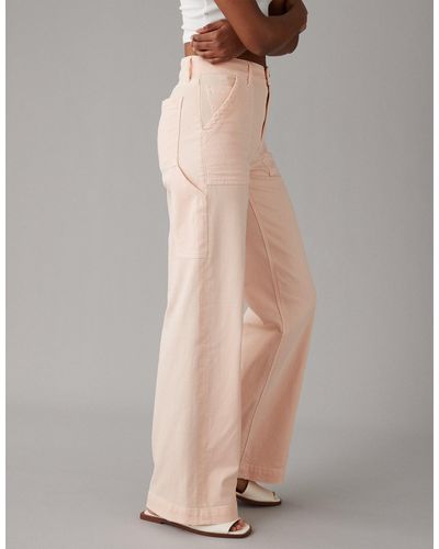 American Eagle Outfitters Ae Dreamy Drape Woven Super High-waisted baggy Wide-leg Pant - Pink