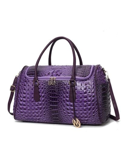 MKF Collection by Mia K Rina Crocodile Embossed Vegan Leather Duffle Bag By Mia K - Purple