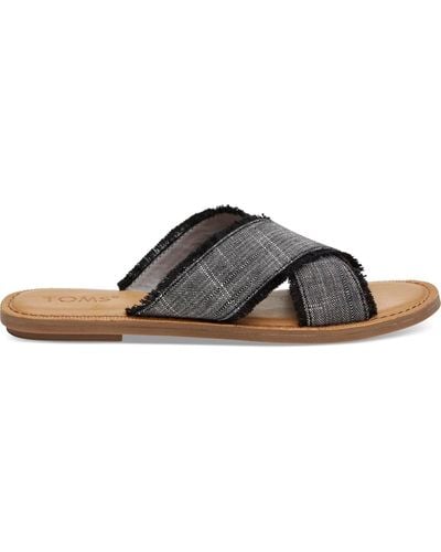 TOMS Viv Slide Sandal Woven Flat Slide Sandals - Brown