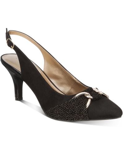 Karen Scott Giselee Embellished Slip On Pointed Toe Heels - Black