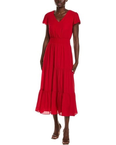 Nanette Lepore Chiffon Midi Dress - Red