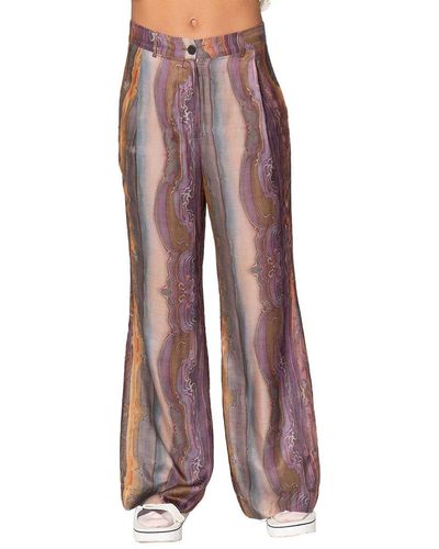 Burning Torch Lost Horizon Silk-blend Flare Pant - Red