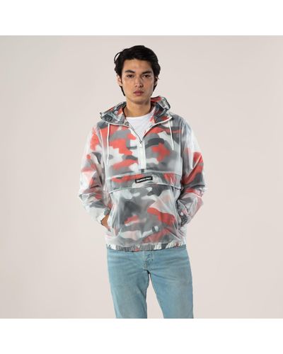 Members Only Translucent Camo Print Popover Jacket - Blue