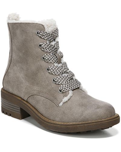 LifeStride Kunis Cozy Zipper Winter Combat & Lace-up Boots - Brown