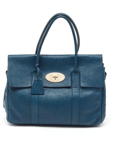 Mulberry Teal Leather Bayswater Satchel - Blue