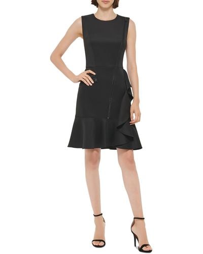 DKNY Knit Sleeveless Fit & Flare Dress - Black