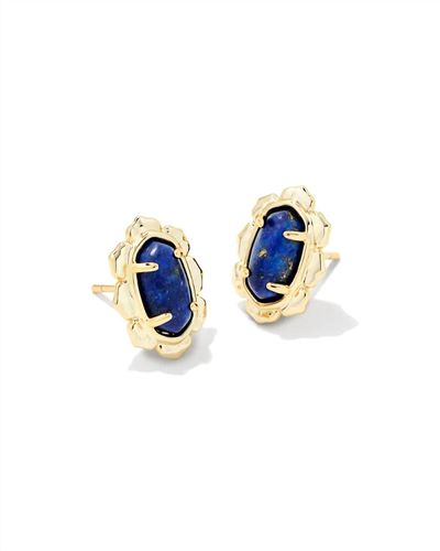 Kendra Scott Piper Gold Stud Earrings - Blue