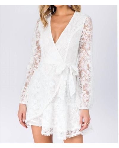 Fanco Lace Long Sleeve Mini Dress - White