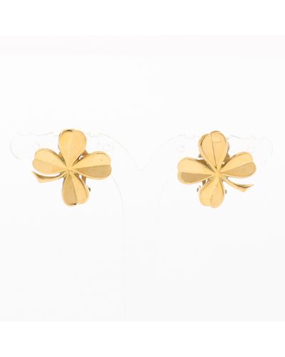 Chanel Clover Earrings Gp Gold 95p - Metallic