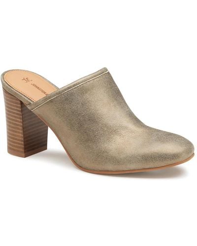 Johnston & Murphy Charlotte Faux Suede Stacked Heel Mules - Brown