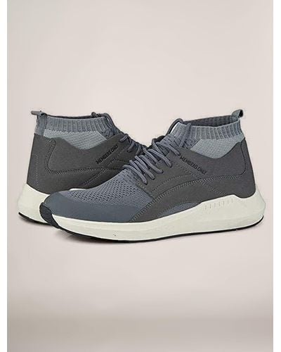 Members Only Knit Sock Mesh Fashion Sneaker - Gray