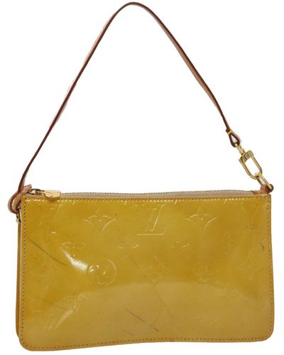 louis vuitton yellow Lexington Patent Leather Clutch Bag pre owned