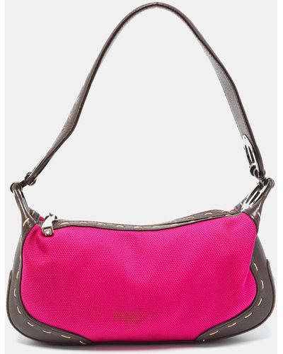ESCADA Magenta/dark Leather And Canvas Small Eluna Bag - Pink