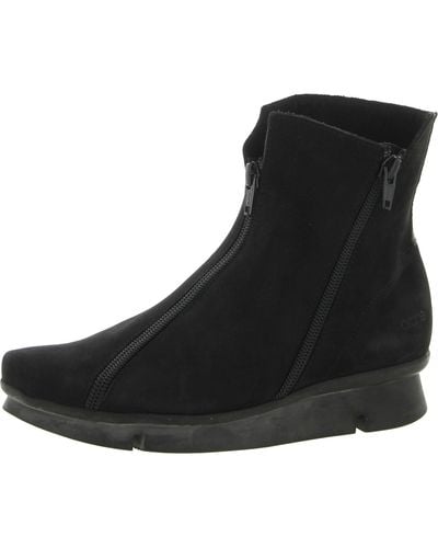 Arche Padwol Leather Double Zipper Ankle Boots - Black