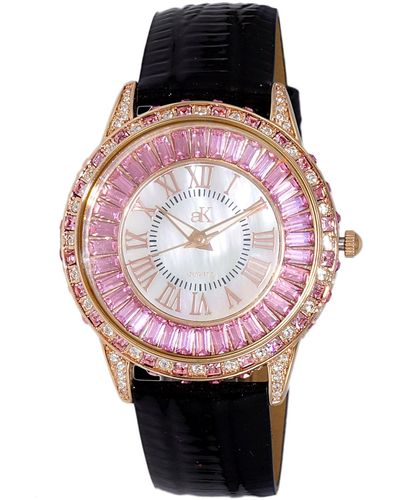 Adee Kaye Marquee White Dial Watch - Pink