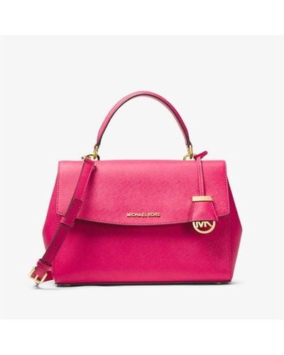 Michael Kors Ava Leather Convertible Satchel Crossbody Bag - Pink