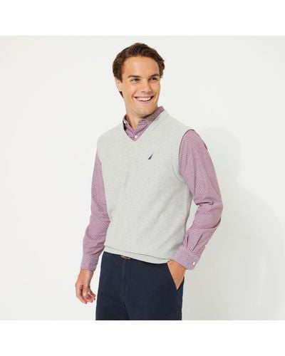 Nautica Big & Tall Navtech V-neck Sweater Vest - Purple