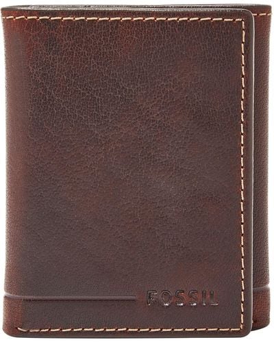 Fossil Allen Rfid Leather Trifold - Brown
