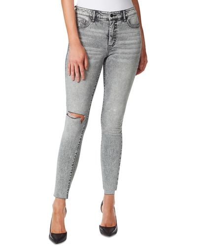 Jessica Simpson Adored Distressed High Rise Ankle Jeans - Gray
