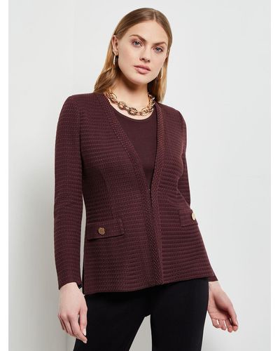 Misook Tailored Tweed Knit Jacket - Purple