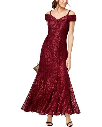 R & M Richards Lace Formal Evening Dress - Red