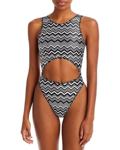 Missoni Chevron Cut-out One-piece Swimsuit - Brown