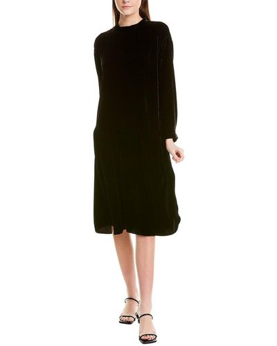 Eileen Fisher Velvet Drop-waist Silk-blend Dress - Black