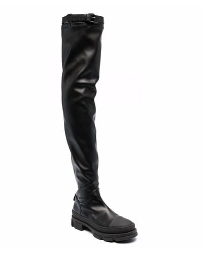Philosophy Di Lorenzo Serafini Belted Thigh-length Leather Boots - Black