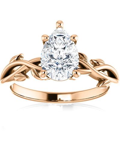 Pompeii3 1.53ct Diamond Pear Shape Engagement Ring Rose Gold Igi Certified Lab Grown - Metallic