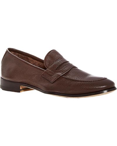 The Men's Store Leather Slip On Loafers - Brown