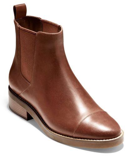 Cole Haan Faux: Faux Leather Chelsea Boots - Brown