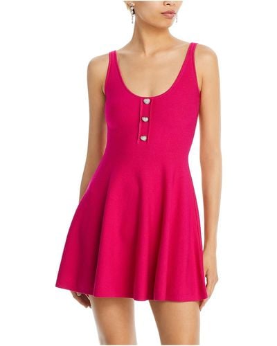 Aqua Knit Viscose Fit & Flare Dress - Pink
