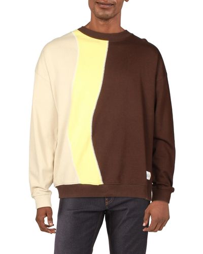 Native Youth Cotton Colorblock Crewneck Sweater - Brown