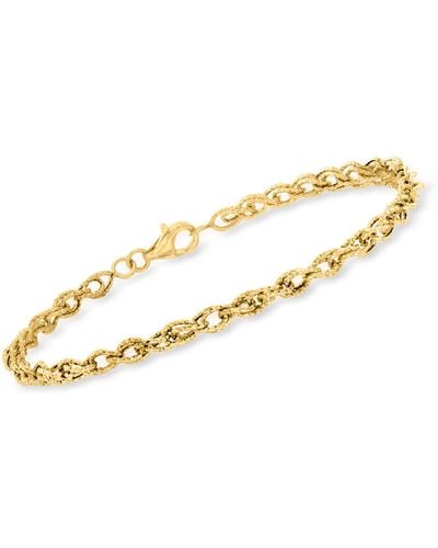 Ross-Simons 14kt Yellow Gold Diamond-cut Twisted-oval Link Bracelet - Metallic