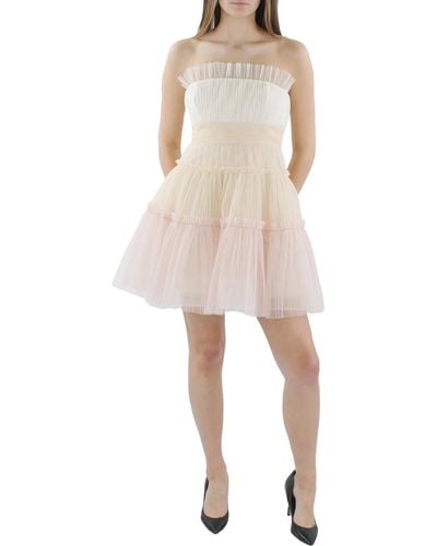 BCBGMAXAZRIA Tiered Ruffle Cocktail And Party Dress - Natural
