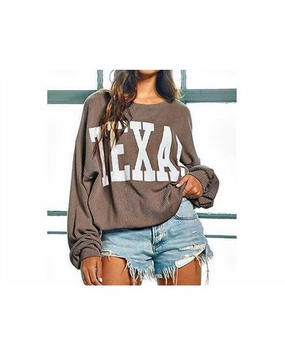 Bucketlist Texas Corded Sweatshirt In Mocha - Black