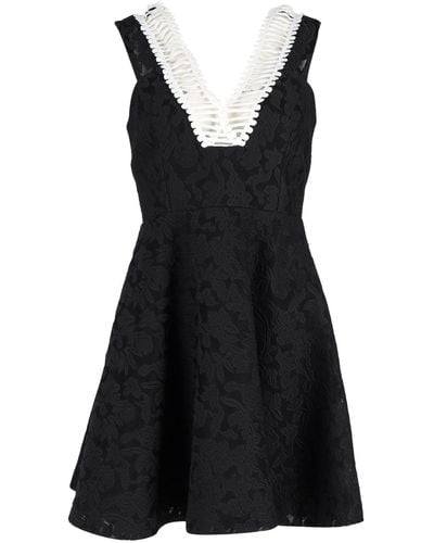 Sandro Sandro Rhythm Pleated Embroidered Mesh Mini Dress - Black
