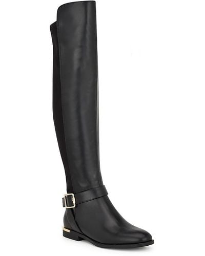Nine West Faux Leather Tall Over-the-knee Boots - Black