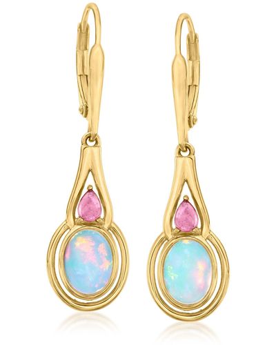 Ross-Simons Ethiopian Opal And . Tourmaline Drop Earrings - Pink