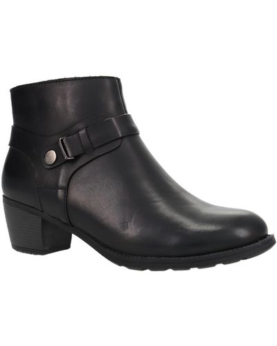 Propet Topaz Faux Leather Zipper Ankle Boots - Black
