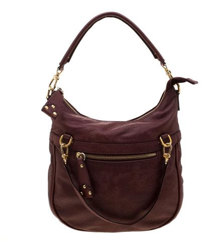 Alviero Martini 1A Classe Marron Map Embossed Leather Shoulder Bag - Brown