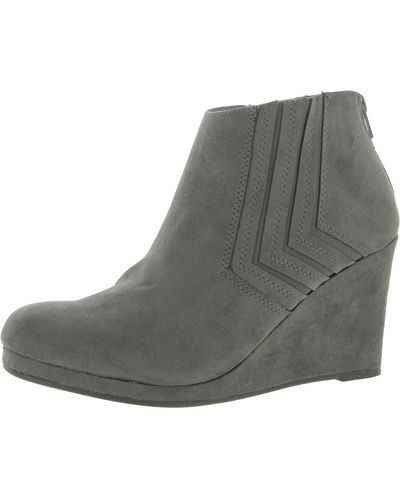 Sugar Covered Wedge Zip Up Wedge Boots - Gray